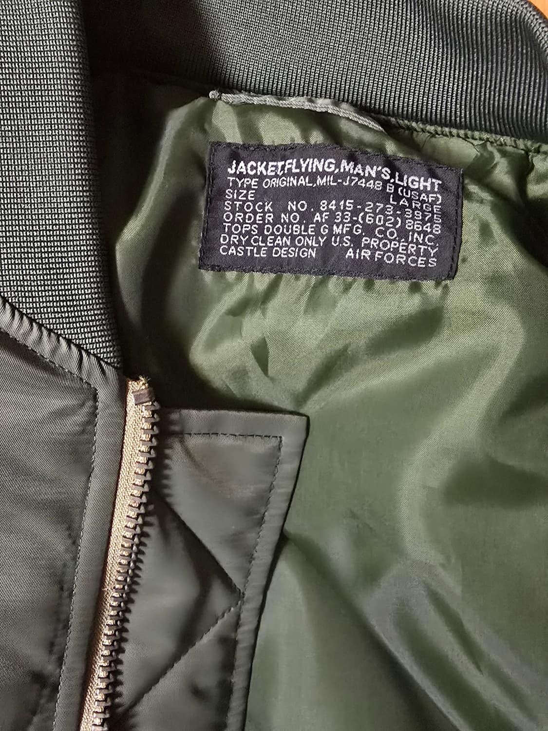 알리발 복각 ma1 항공점퍼 L 상품이미지5