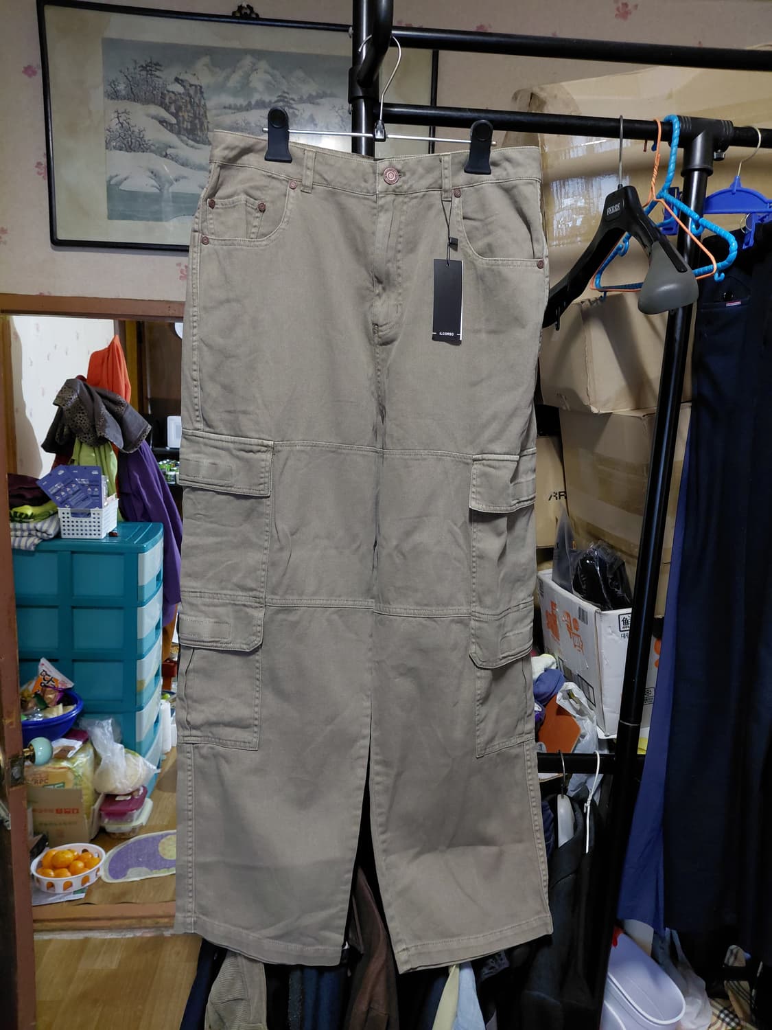 [일꼬르소](새제품)가먼트다잉 와이드 카고 팬츠32사이즈 상품이미지1