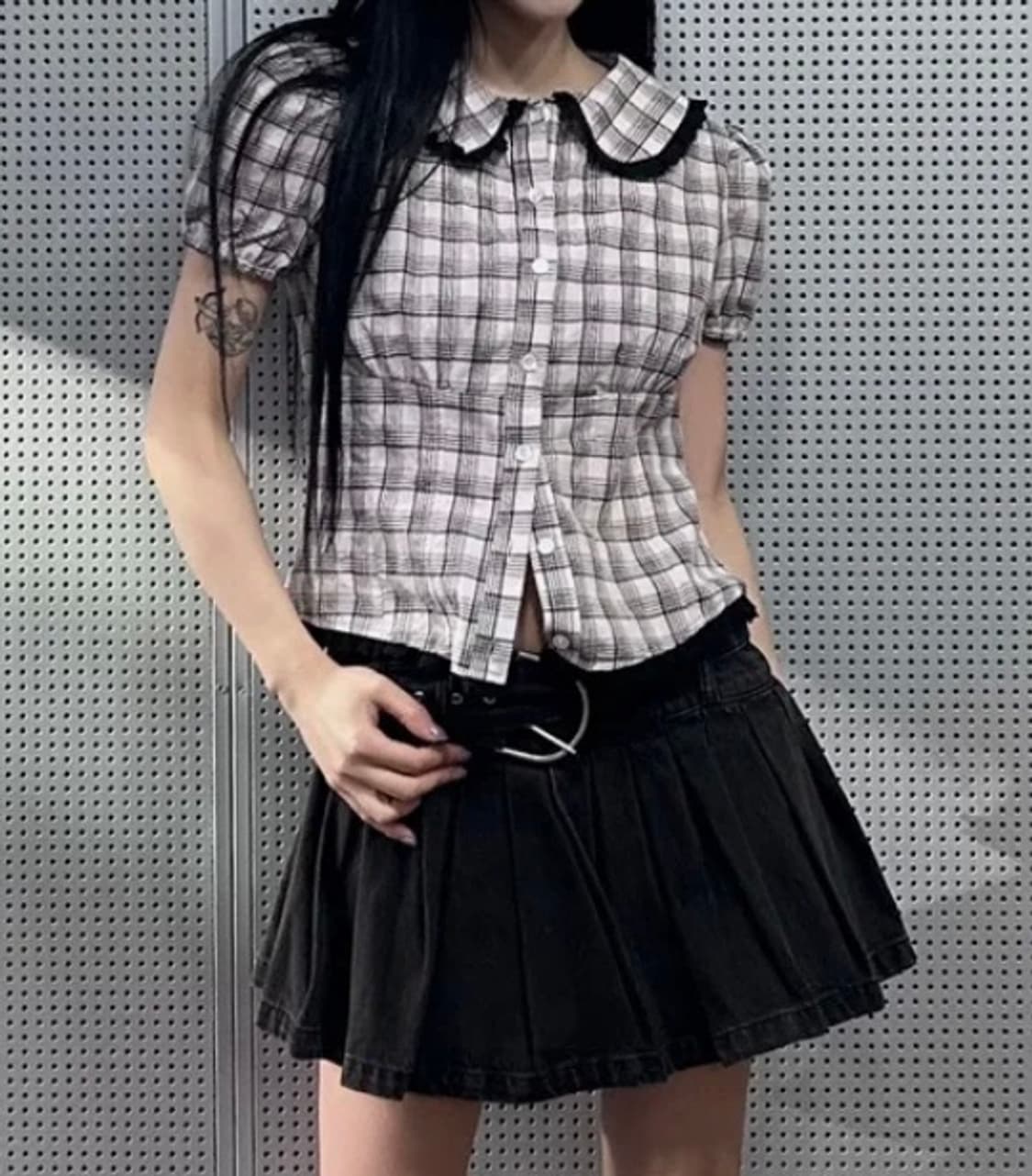 라티젠 체크 퍼프 셔츠 상품이미지2