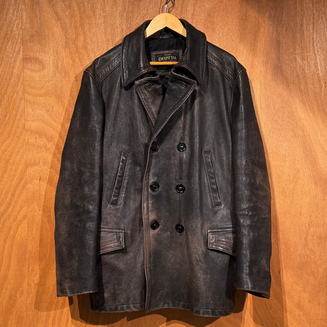 COCKPIT USA 콕핏 usn 헤비 고트레더 피 코트 XXL 염소가죽 상품이미지1