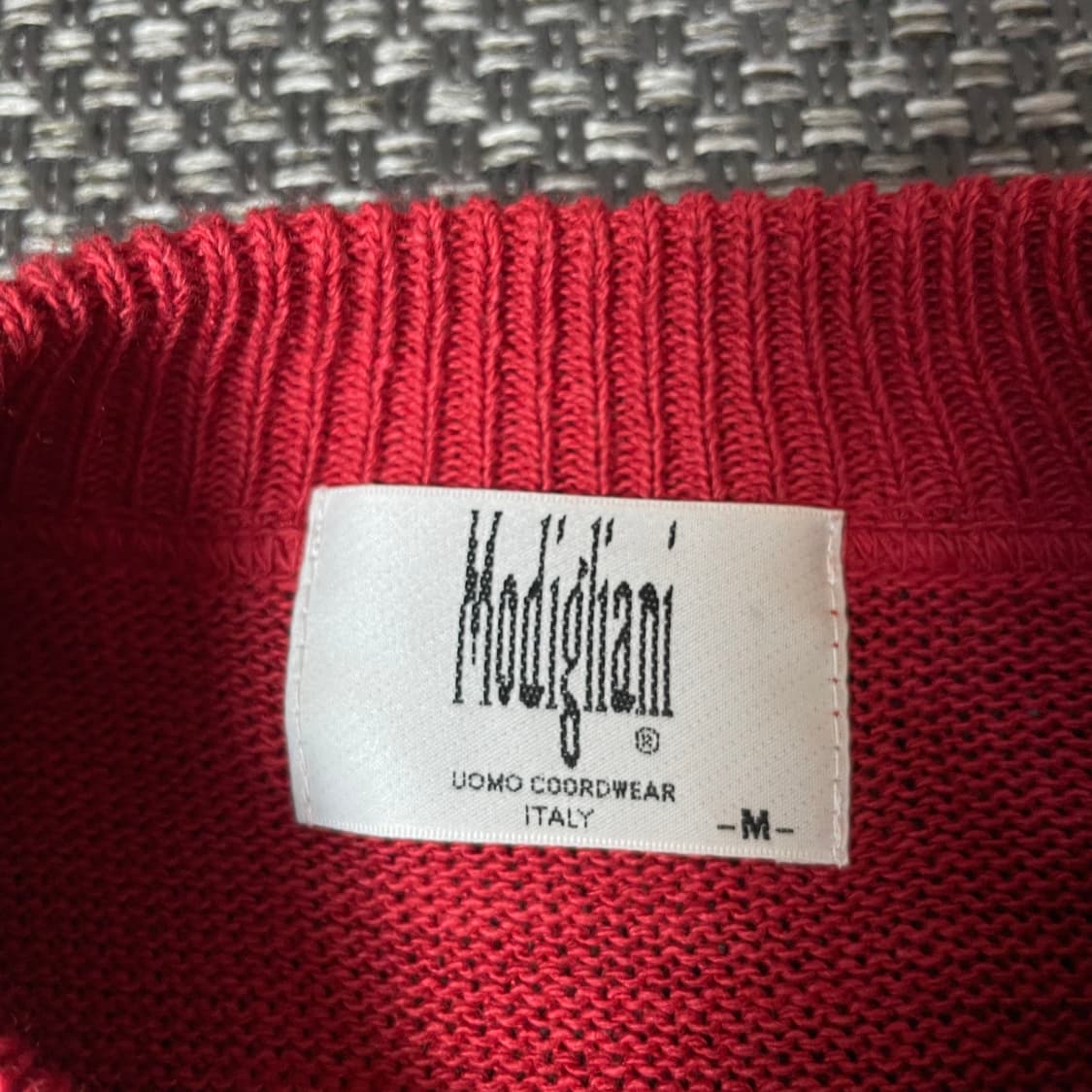 빈티지 레드 멀티 배색 패턴 긴팔 니트 M 상품이미지4