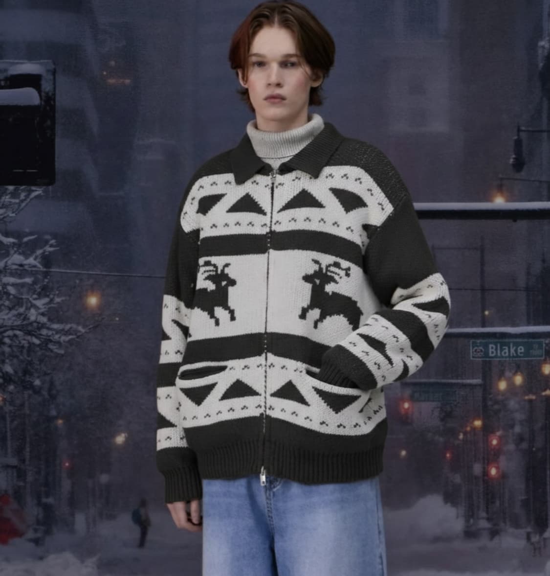 굿라이프웍스 노르딕 코튼 니트집업 /남성 가디건 남자 가디건  상품이미지1