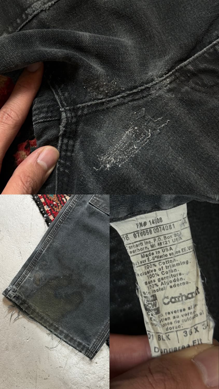 00's USA Made 칼하트 B01 더블니 블랙 칼하트 썩블니 좀비 상품이미지9