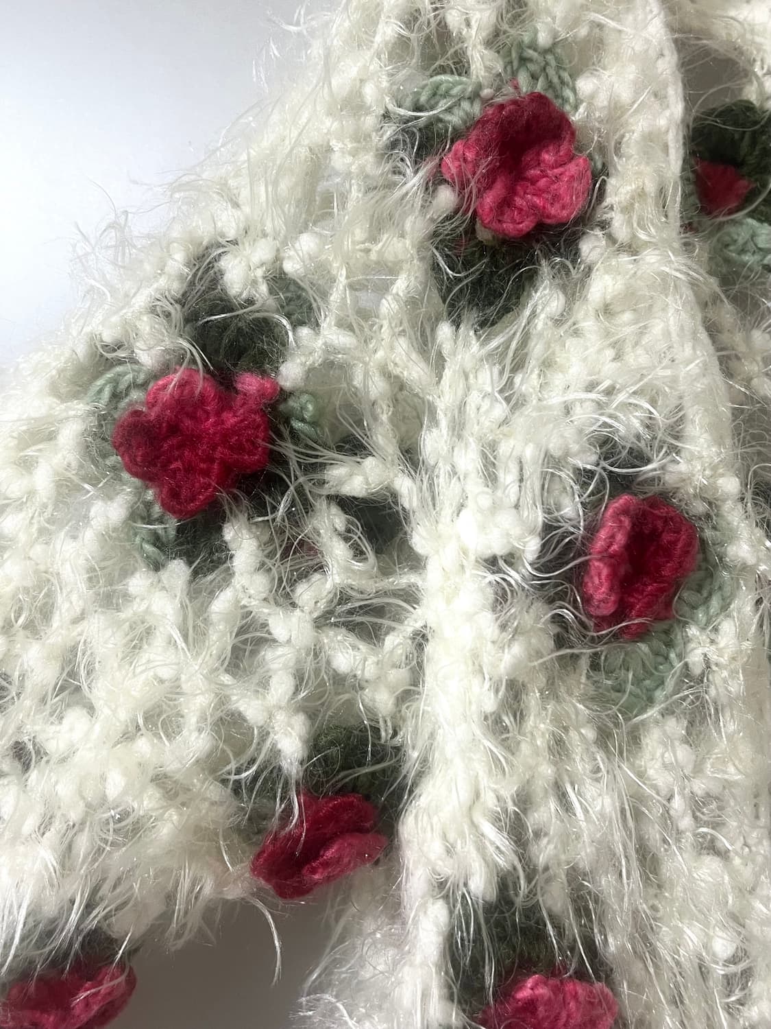 장미 니트 모티브 짜임 앙고라 숄가디건 상품이미지3