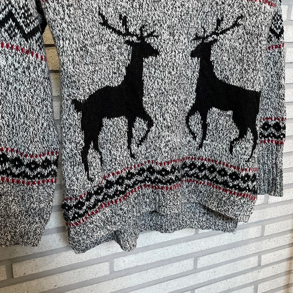 USA VINTAGE 터틀넥 롱 니트 노르딕 패턴 디테일 그레이 상품이미지5