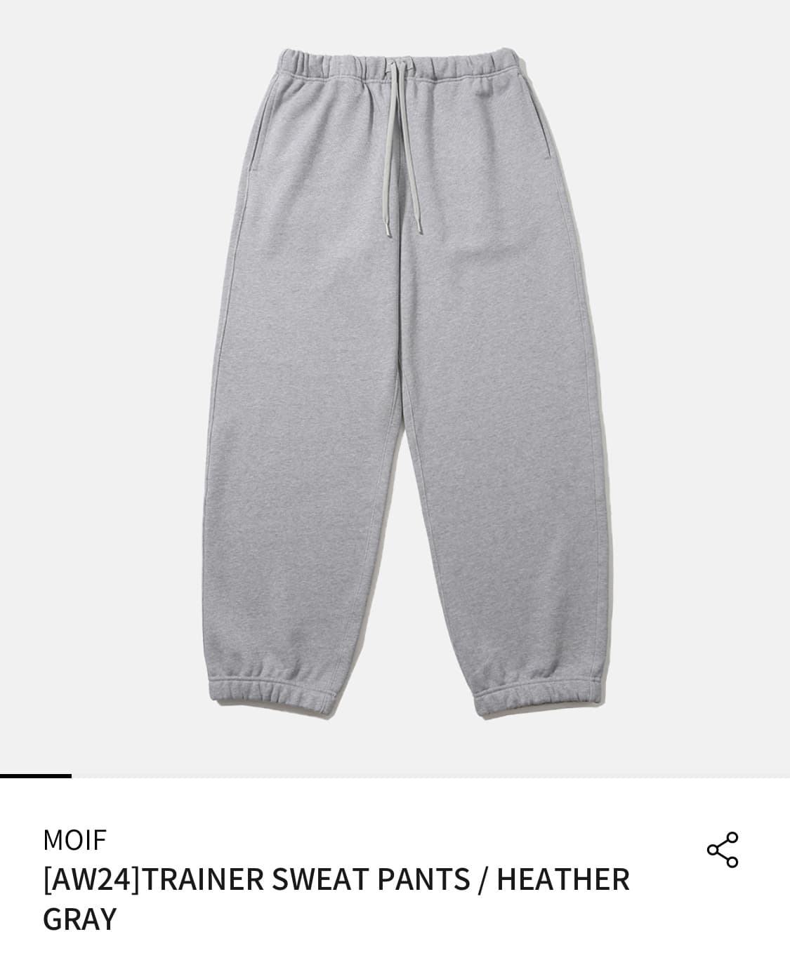 (구매)모이프 24AW 트레이너 스웻팬츠 헤더그레이 1,2사이즈 상품이미지1