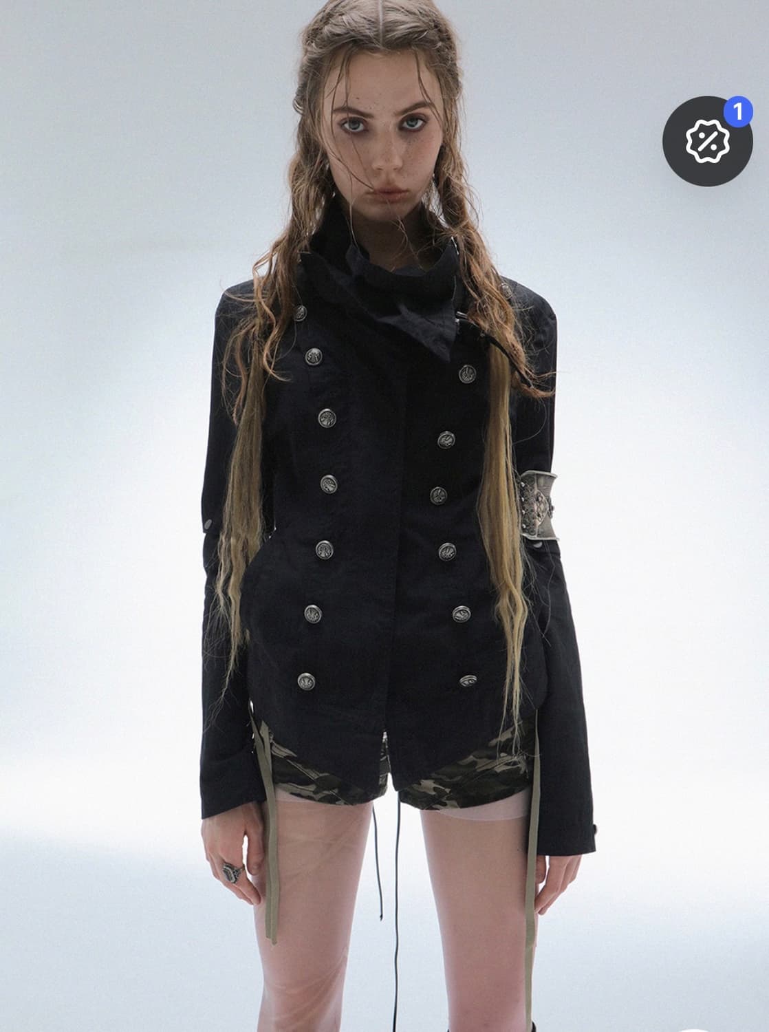 Double punch 하이넥 메탈 버튼 자켓 블랙 상품이미지1