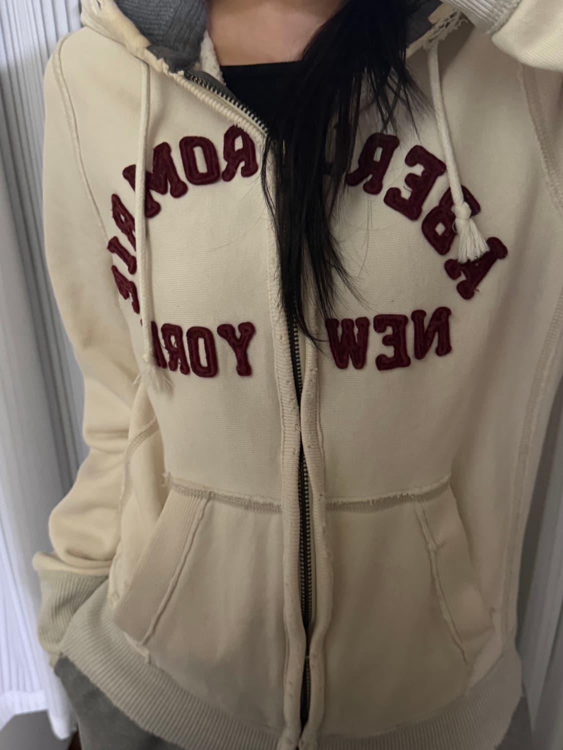 아베크롬비 아이보리 버건디 후드집업 m 상품이미지1