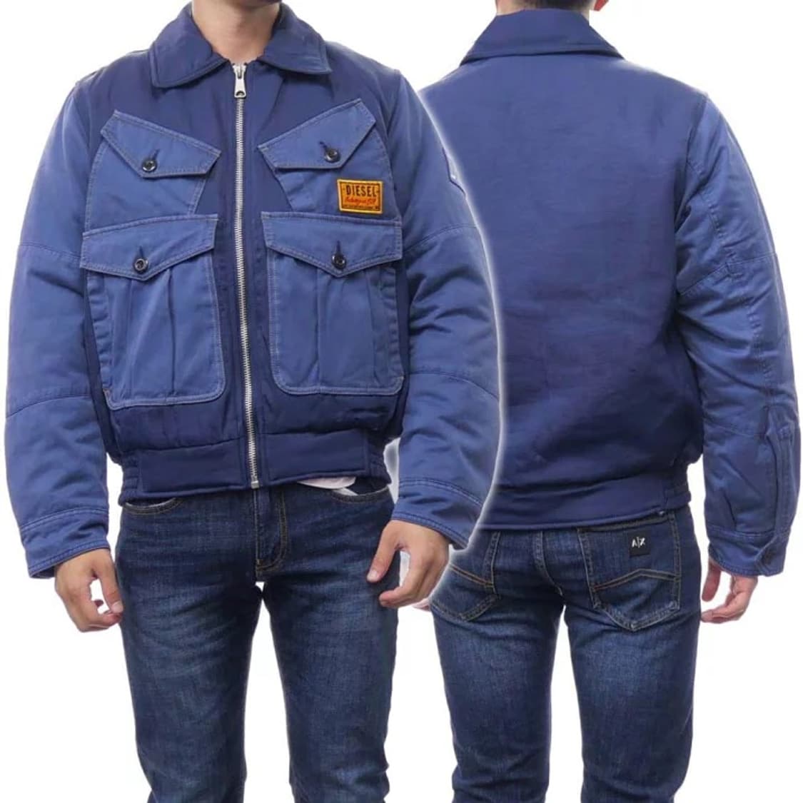 DIESEL-로고 패치 포켓 장식 믹스 패딩자켓 상품이미지5