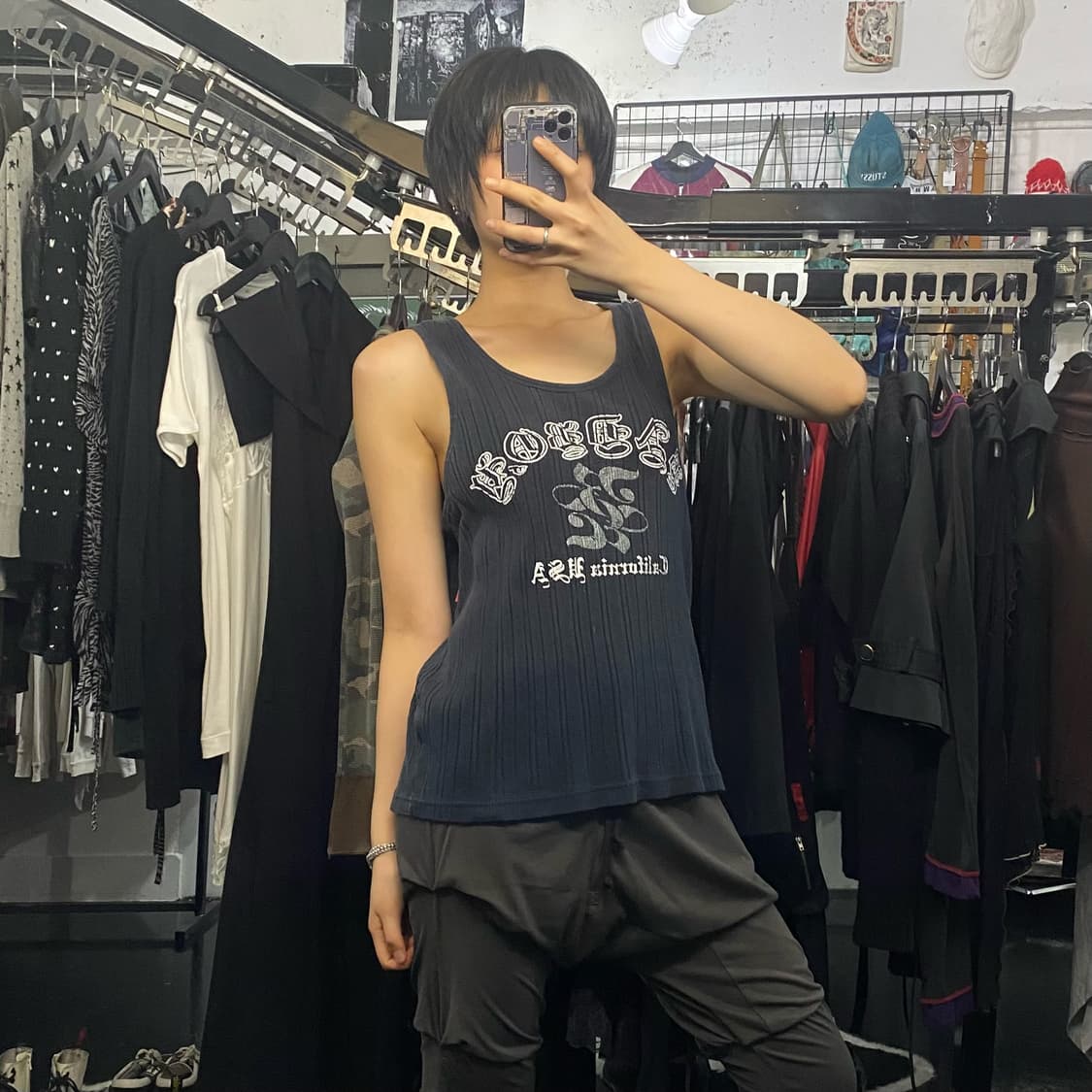 Bad boy 치카노 레터링 디테일 골지 슬리브리스 상품이미지7