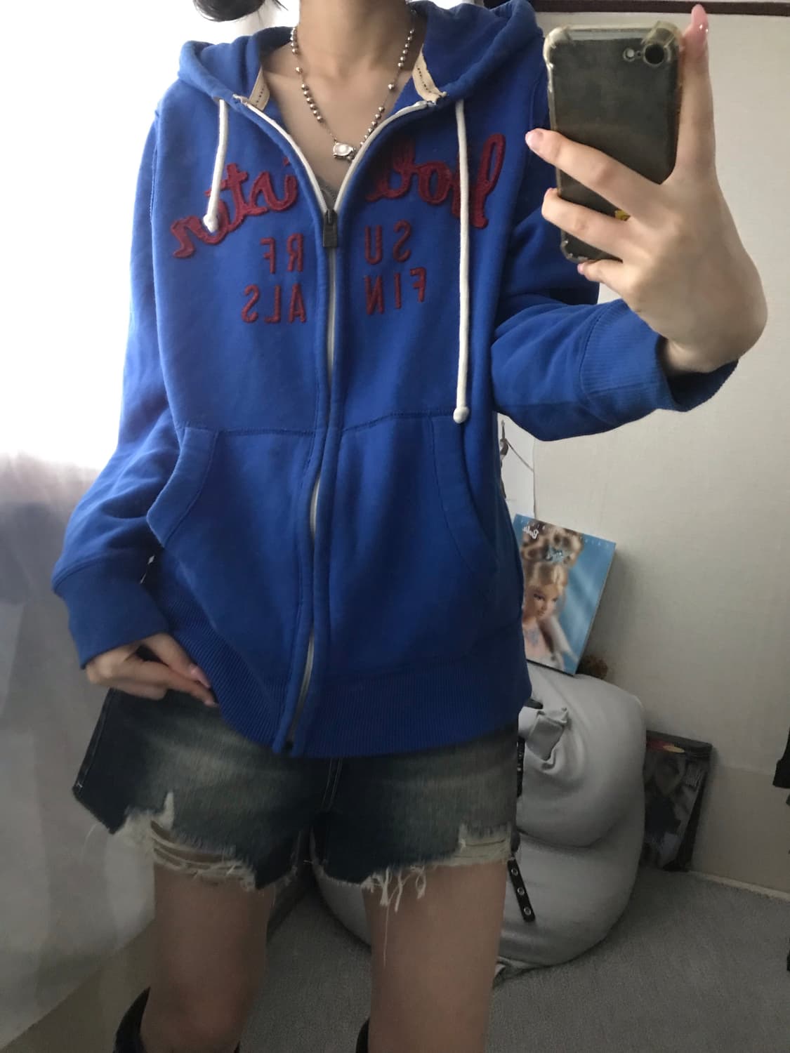 홀리스터 블루 버건디 후드집업 상품이미지2