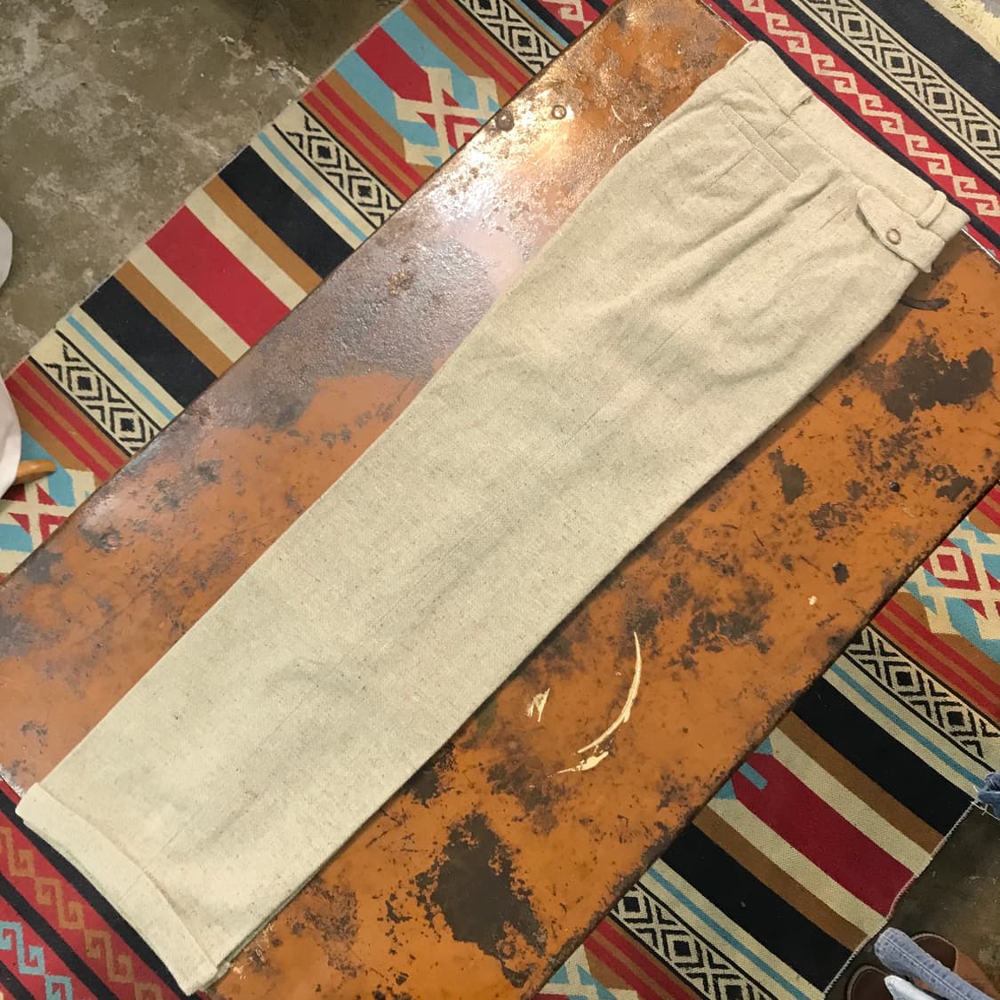 엘르 베이지 헤링본 패턴 울 트라우저 슬랙스 허리 24 사이즈  상품이미지2