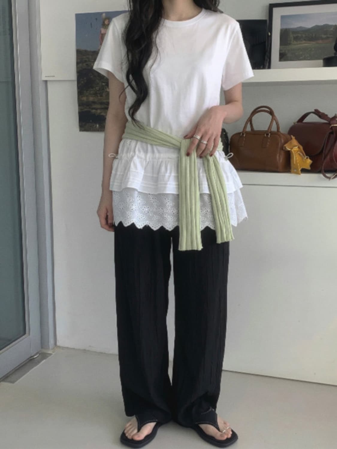 더그린랩 레이스 프릴 티셔츠 상품이미지5