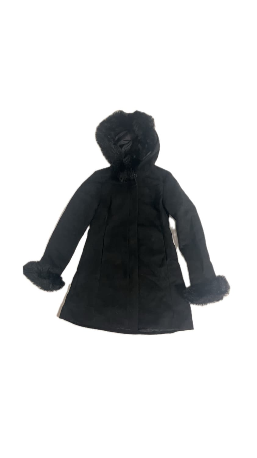 블랙 퍼 후드코트 상품이미지1