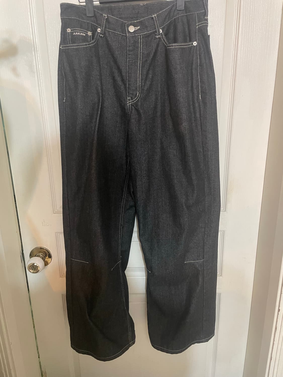 Snake Printed Denim Pants (Black) 상품이미지2