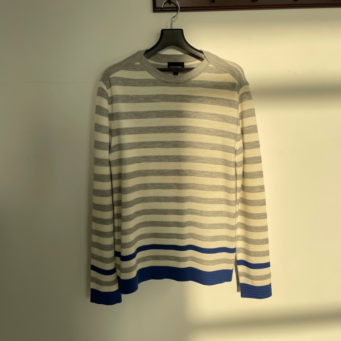 솔리드옴므 스트라이프 간절기 모 100% 니트 상품이미지2