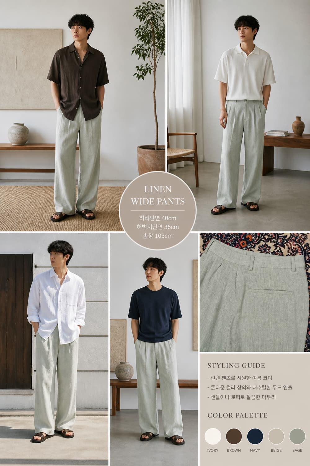 Slowear incotex in Italy 린넨 투턱 릴렉스핏 팬츠 상품이미지2