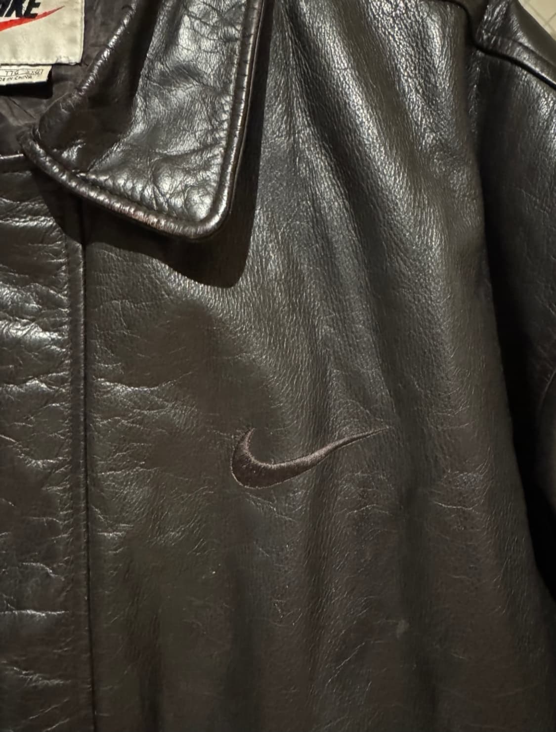 나이키 빅스우시 빈티지 레더 자켓 브라운 xxl 상품이미지3
