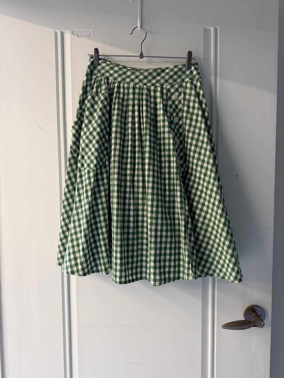 일본빈티지 그린체크 코튼 아방스커트 상품이미지6