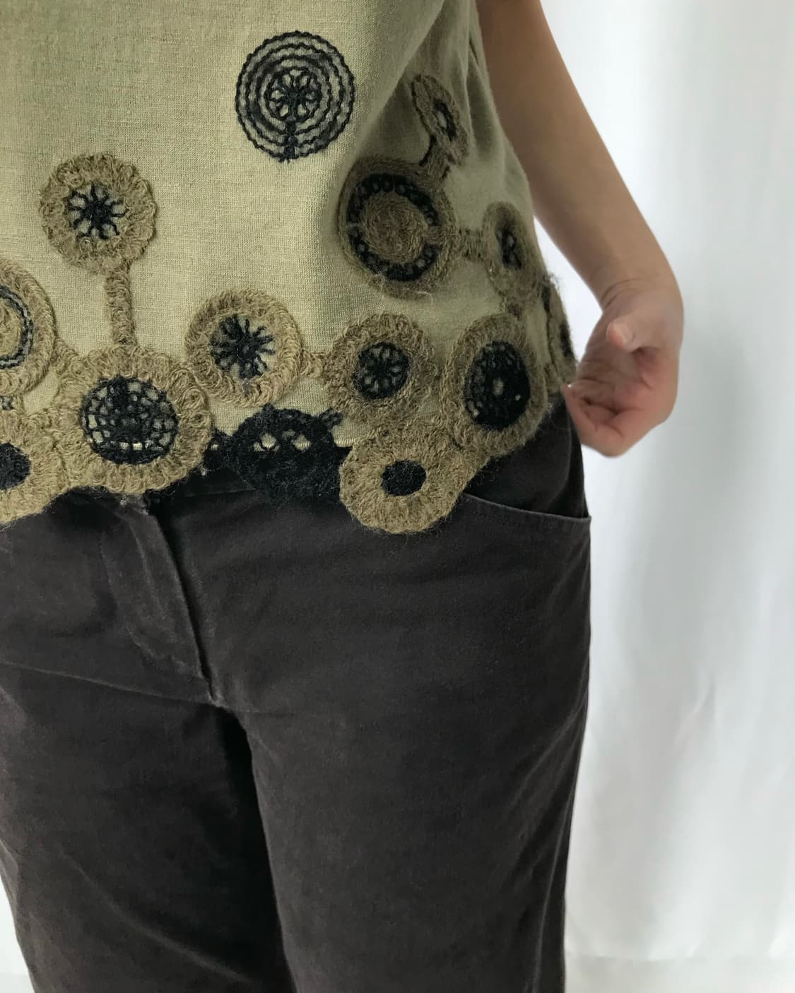 올리브 자수 나시 상품이미지4