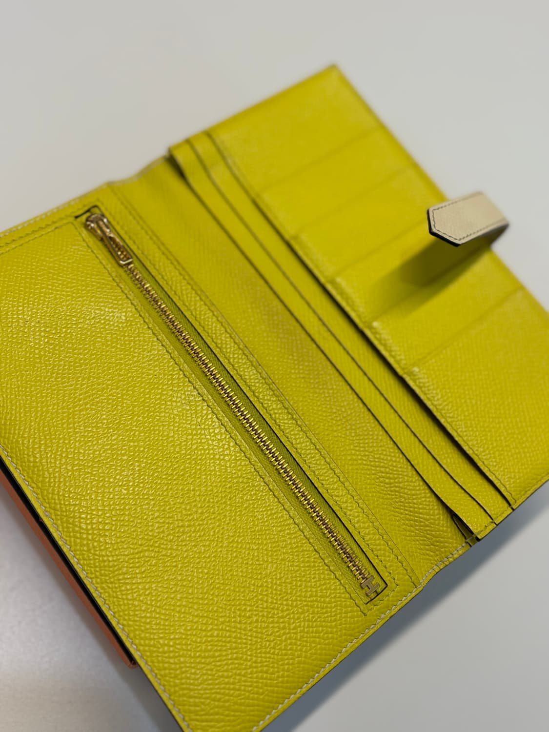 에르메스 베안 장지갑 나타&라임 금장 B각인 상품이미지8