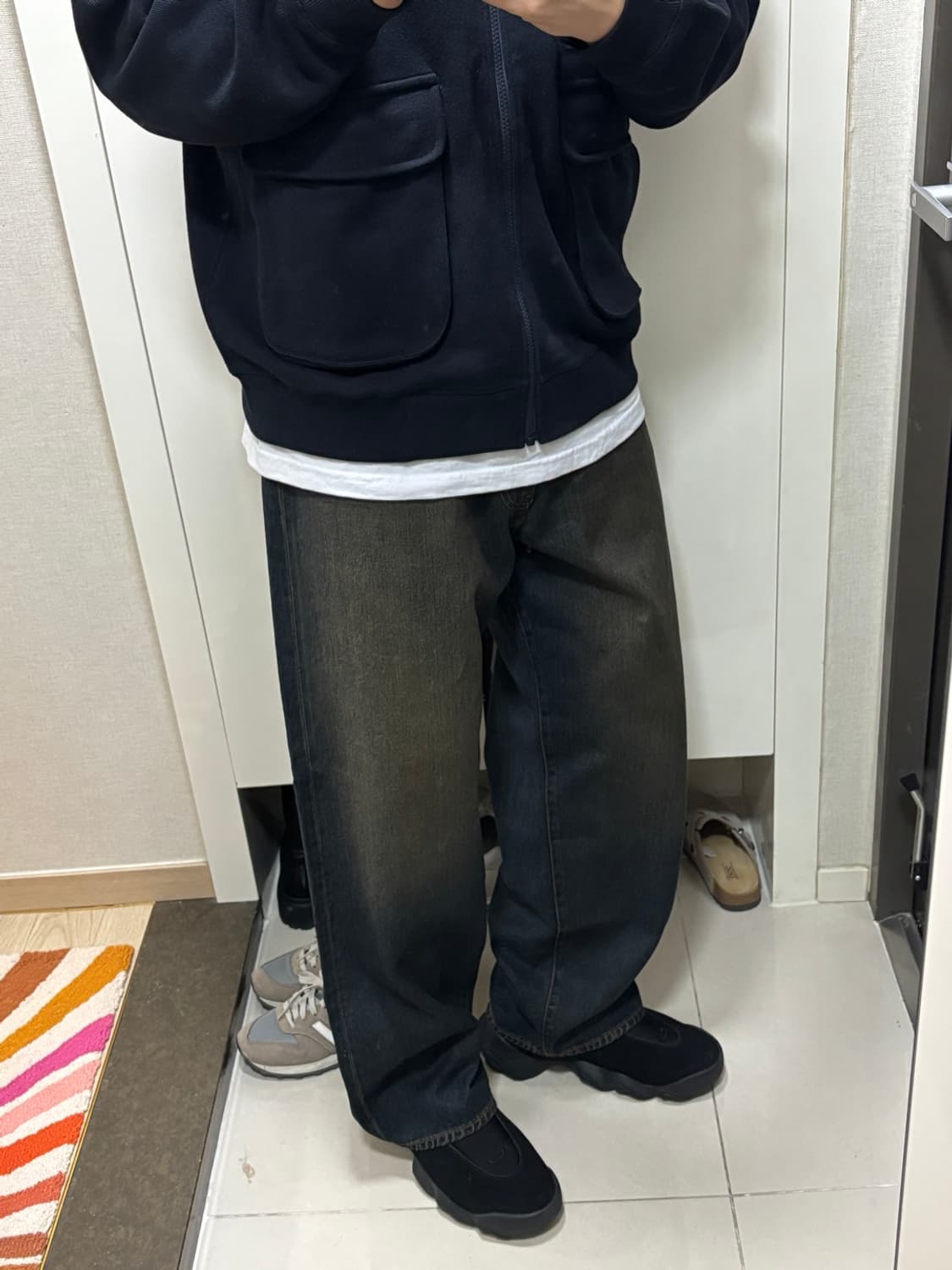 Beams 빔즈 와이드 데님 더스트 인디고 녹워싱 XL 상품이미지10