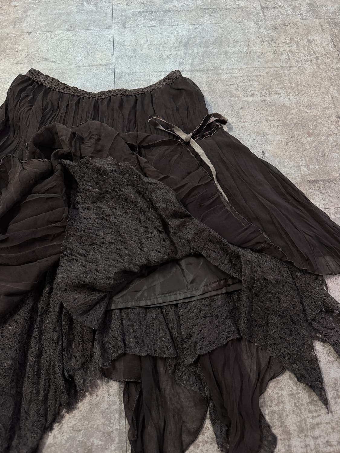 레이스 레이어드 사이드 리본 페어리 스커트 상품이미지6