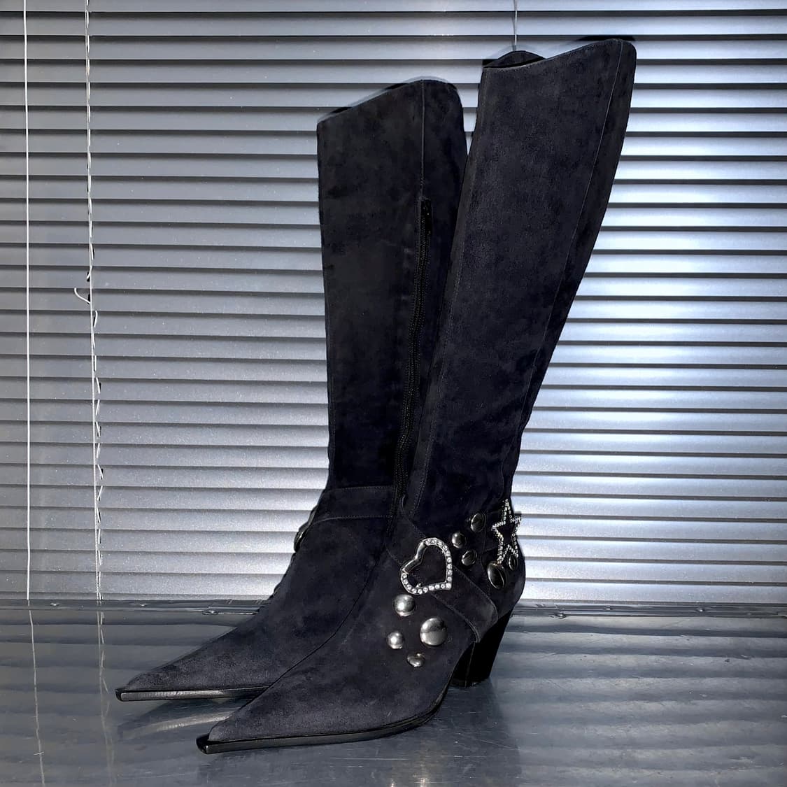 00s ORO 스웨이드 블링 버클 롱 웨스턴 부츠 상품이미지4