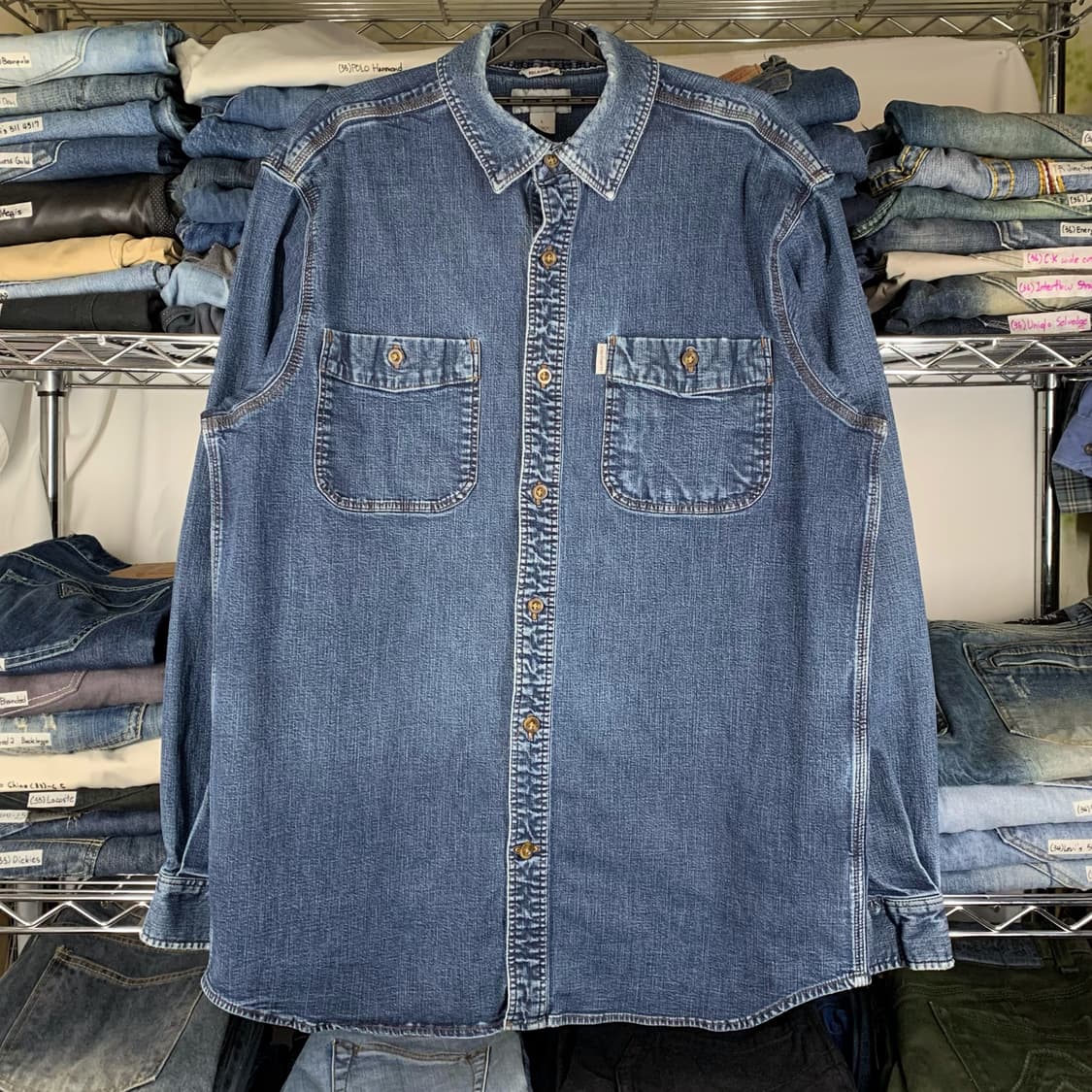 [L] 칼하트 릴렉스드핏 데님 워크셔츠 상품이미지2