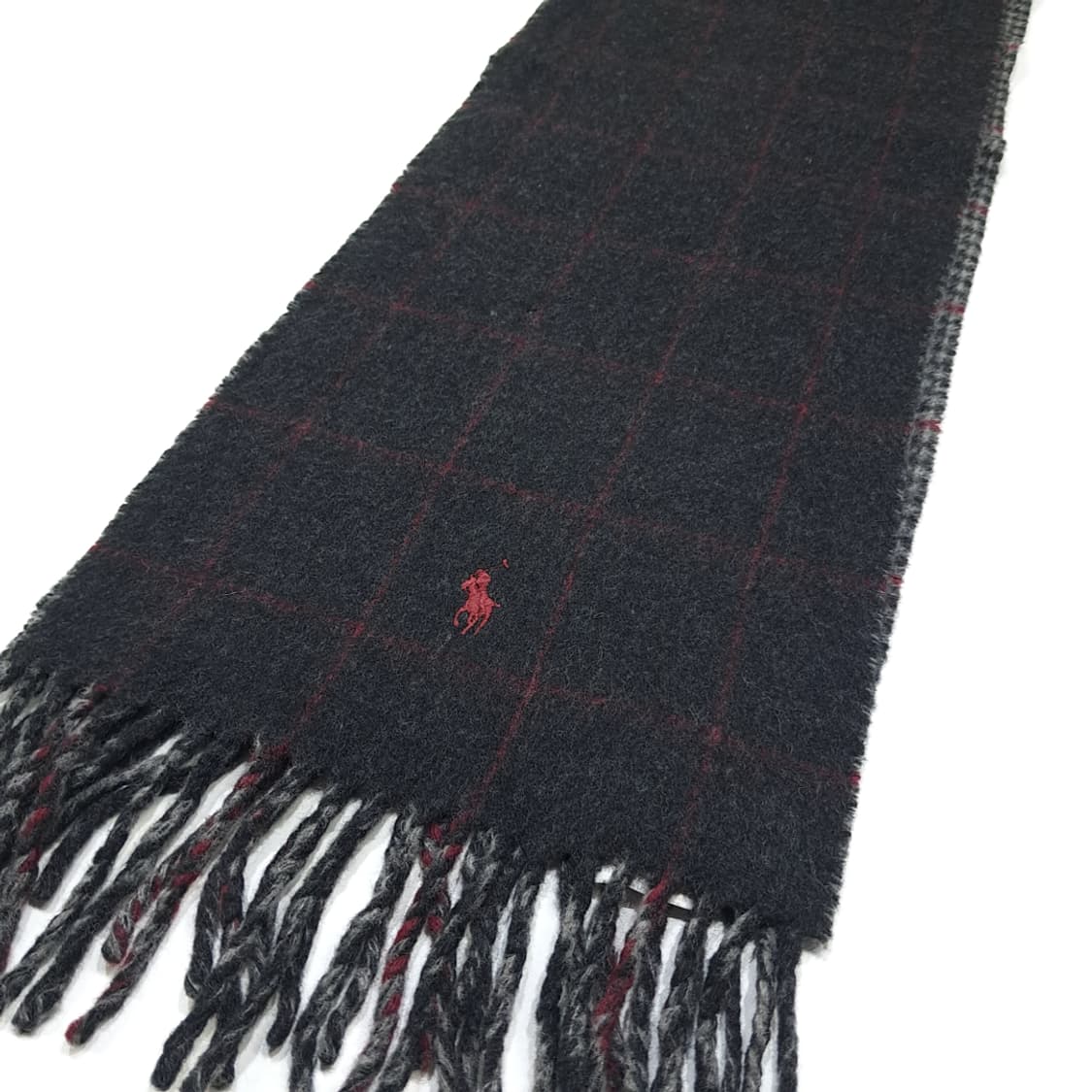 MX457 폴로 차콜그레이 윈도우페인 글렌체크 머플러 목도리 상품이미지3