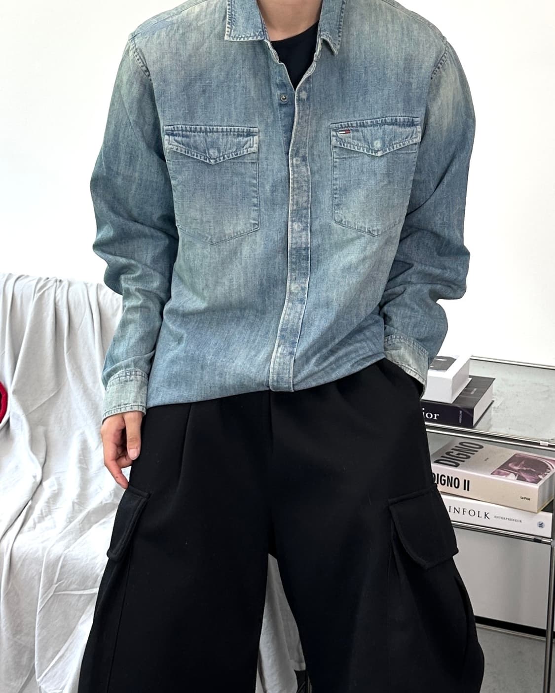타미 힐피거 워싱 데님 셔츠 XL 상품이미지2