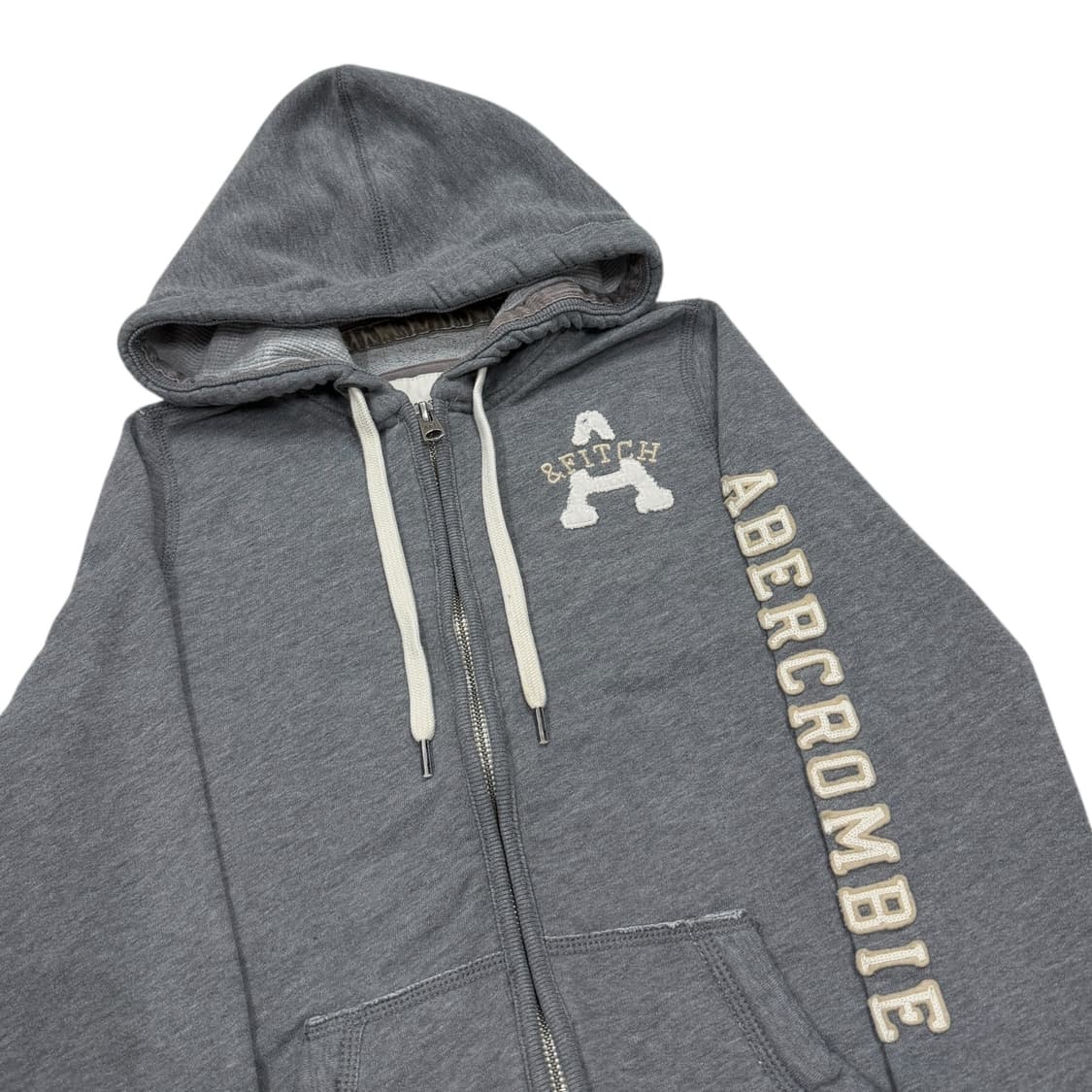 아베크롬비 빈티지 딱붙핏 스펠로고 Y2K 후드집업 자켓 그레이 XS 상품이미지2