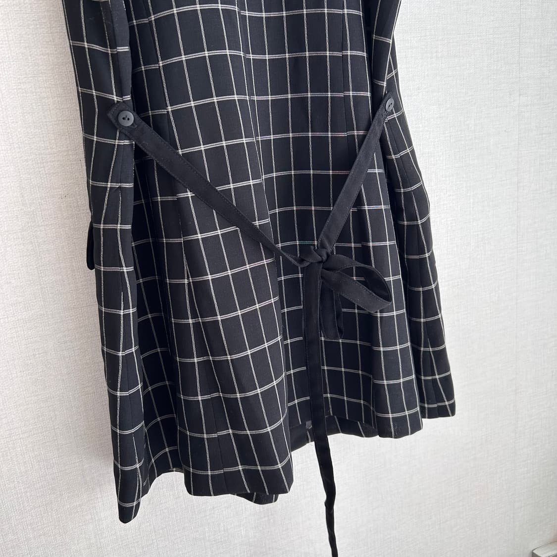 Vintage Black Check Long Vest 상품이미지5