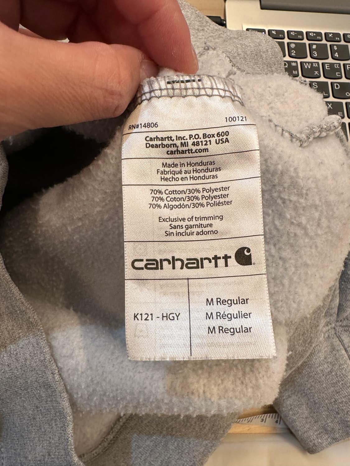 M) 칼하트 오리지널 핏 그레이 기모 후드티 상품이미지5