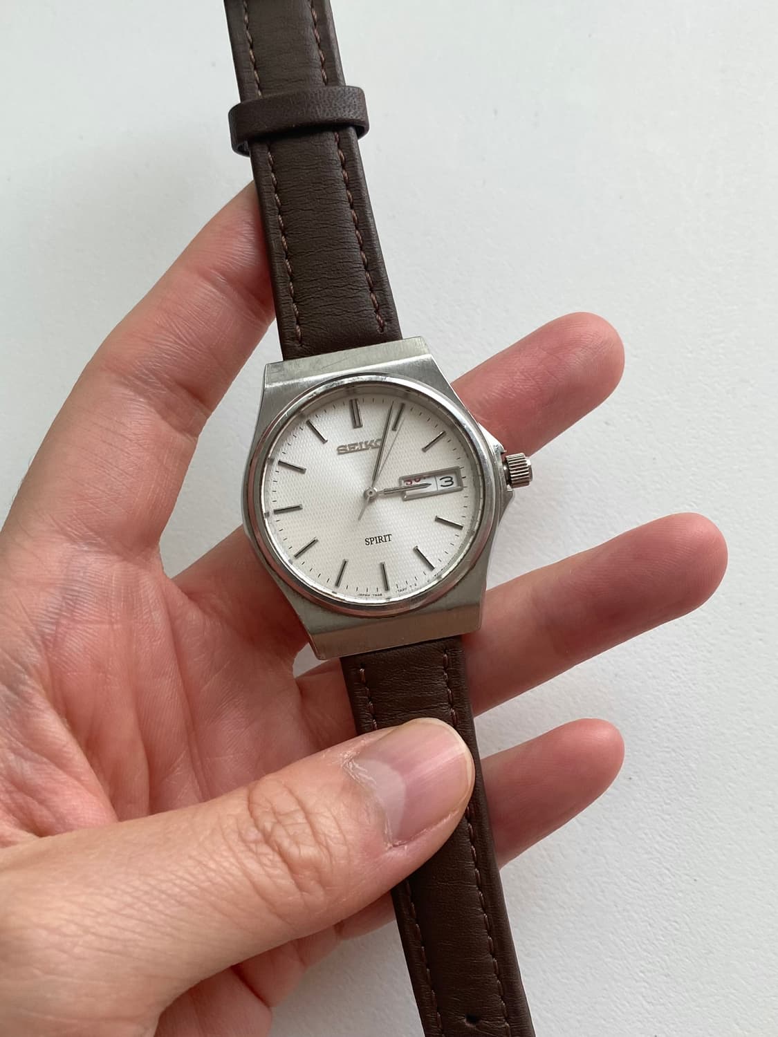 Seiko 세이코 쿼츠 데이데이트 브라운 레더 상품이미지1