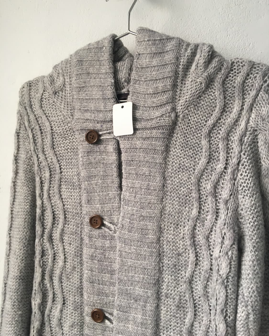 Cable pattern hood knit cardigan 상품이미지5