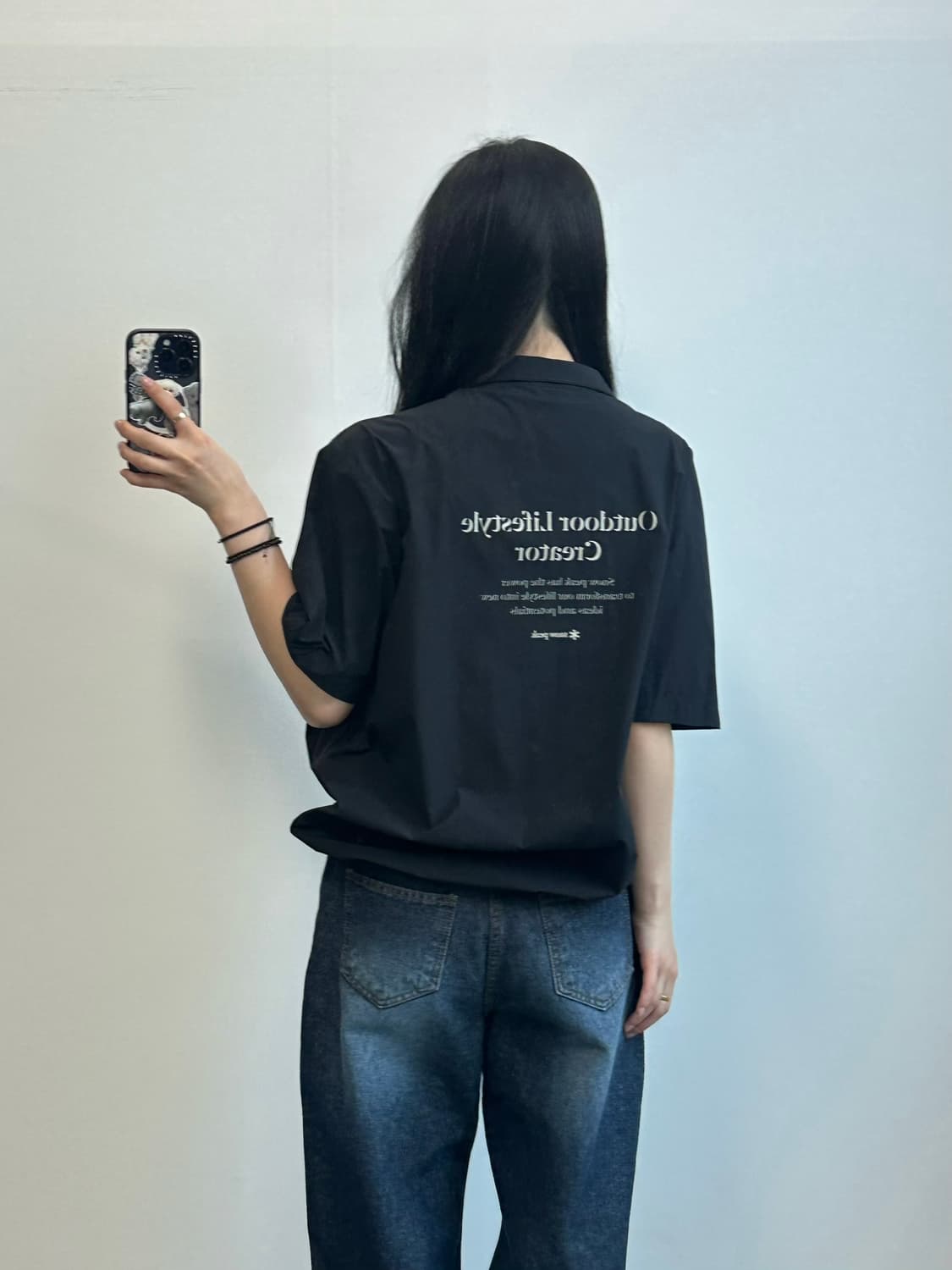 스노우피크 블랙 반집업 반팔 웜업 상품이미지1