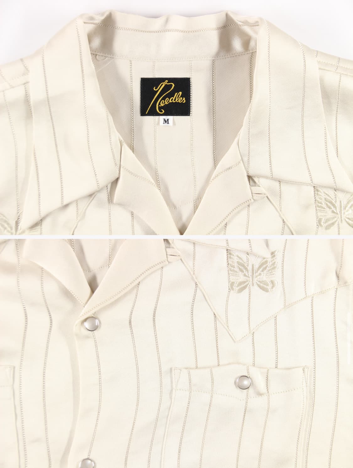 니들스 스트라이프 반팔 셔츠 아이보리 M사이즈 상품이미지3