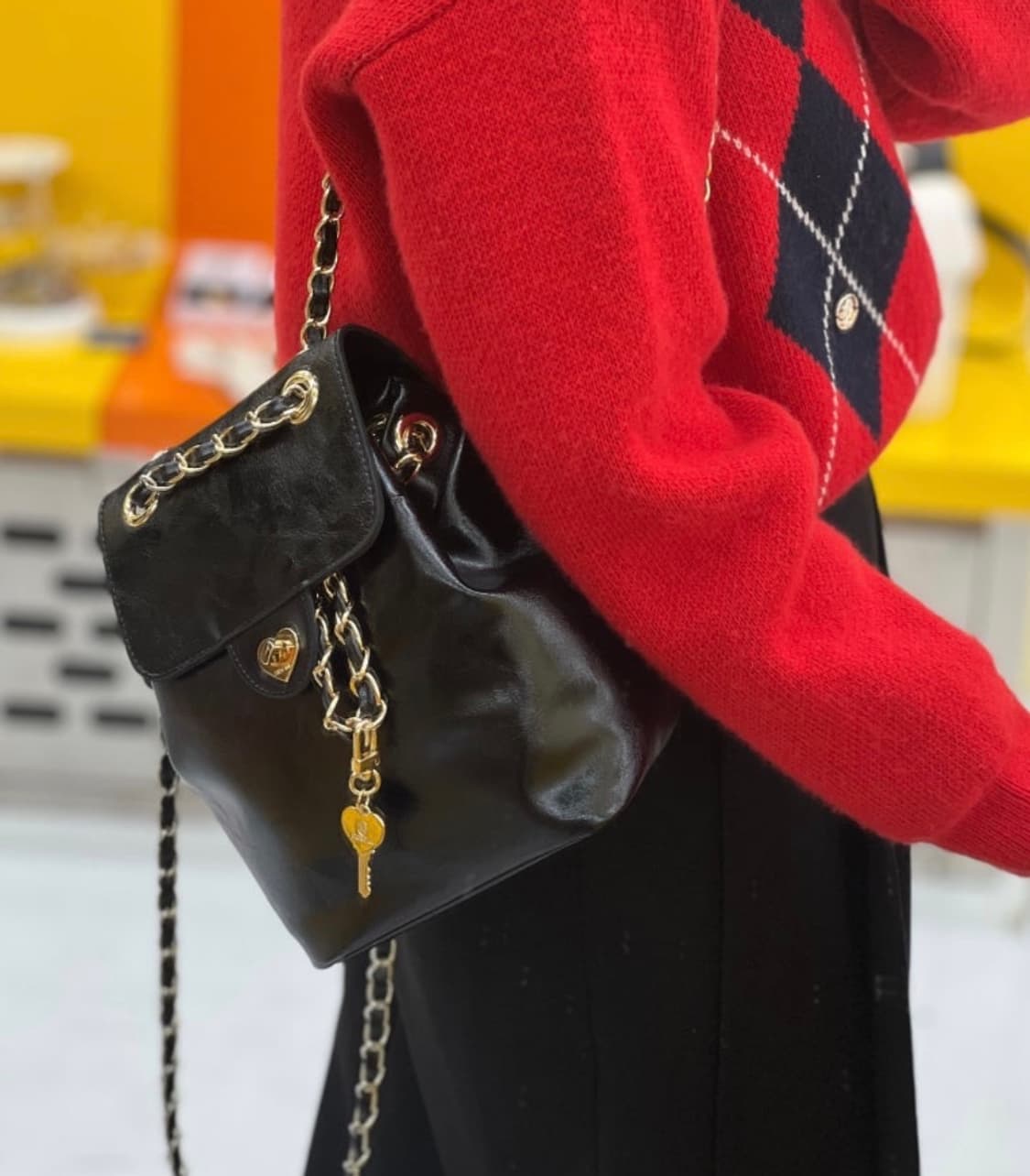 (새상품)한정판! 아노에틱 하트 클래식 백팩 위드 키링 블랙 상품이미지6