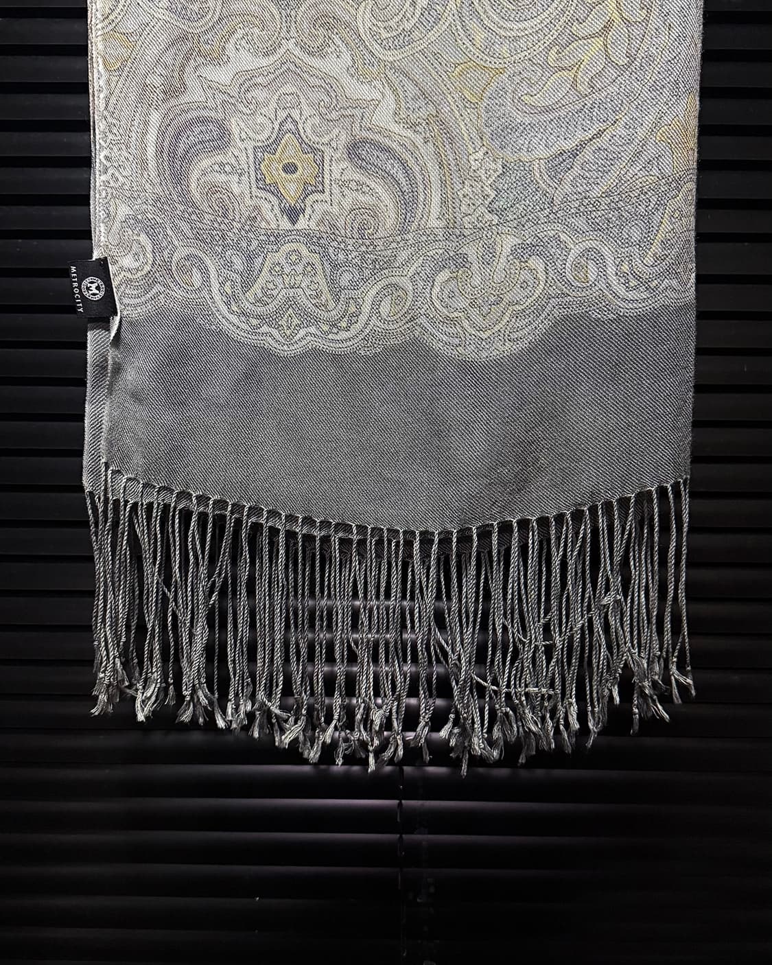 메트로시티 페이즐리 플라워 그레이 회색 울 머플러 목도리 에스닉 웨스턴 상품이미지4