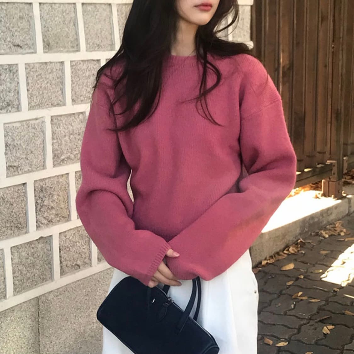 니어웨어 셔벗 니트 딥핑크 상품이미지4