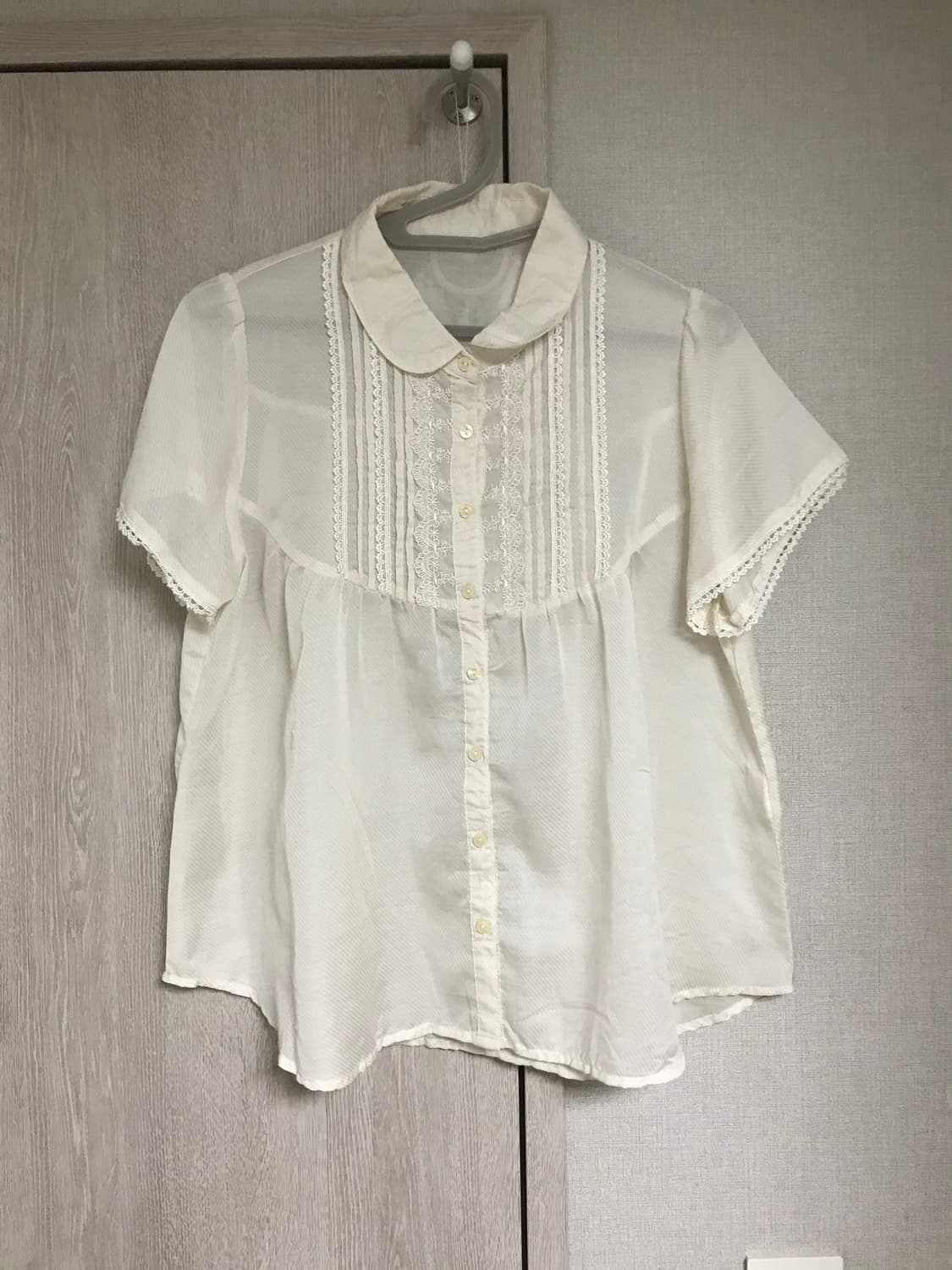 오월 빈티지 모리걸 크림 레이스 홍콩 블라우스 상품이미지1