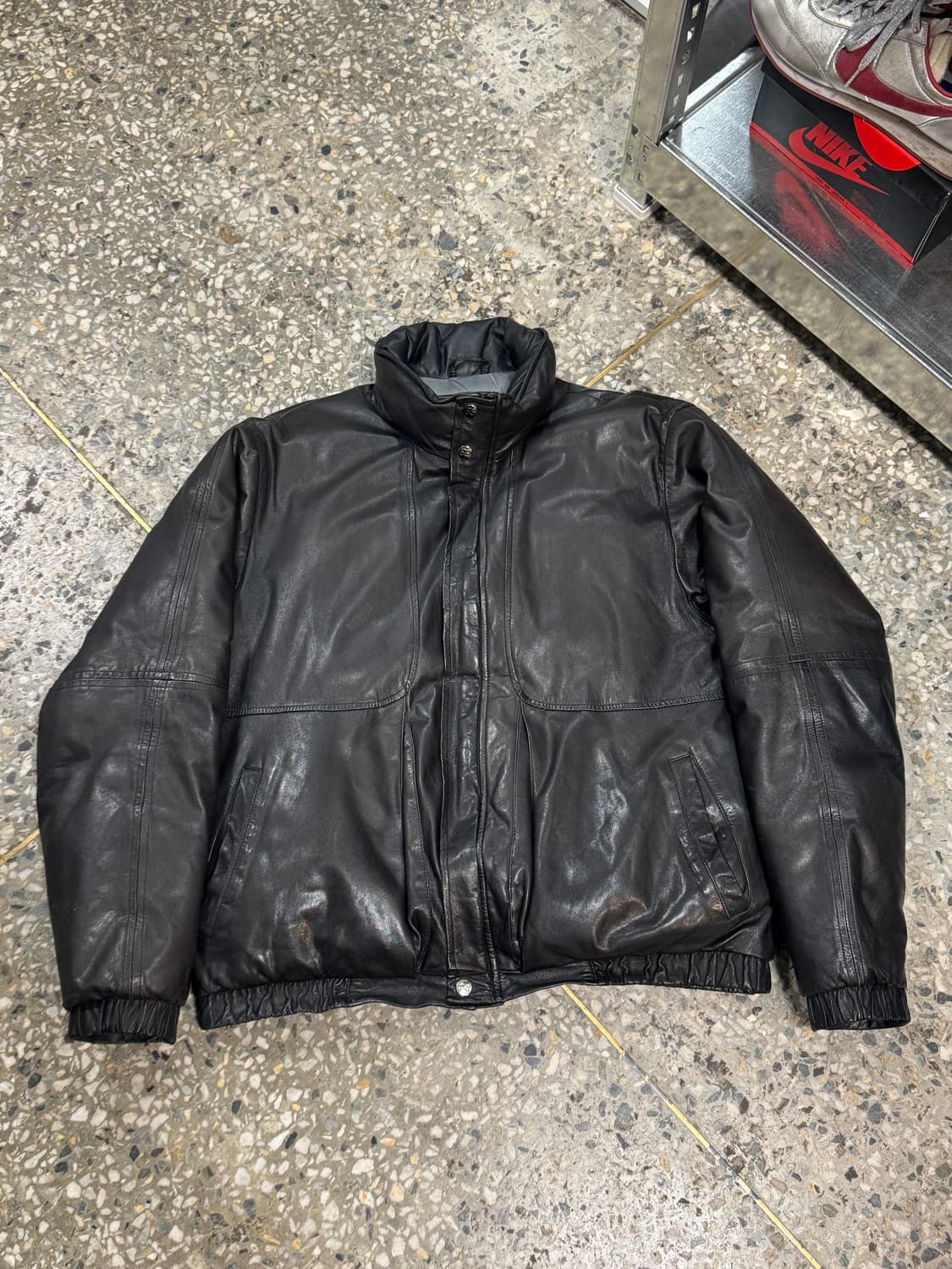 빈티지 80 90s Eddie Bauer 에디바우어 레더 구스다운 자켓 상품이미지1