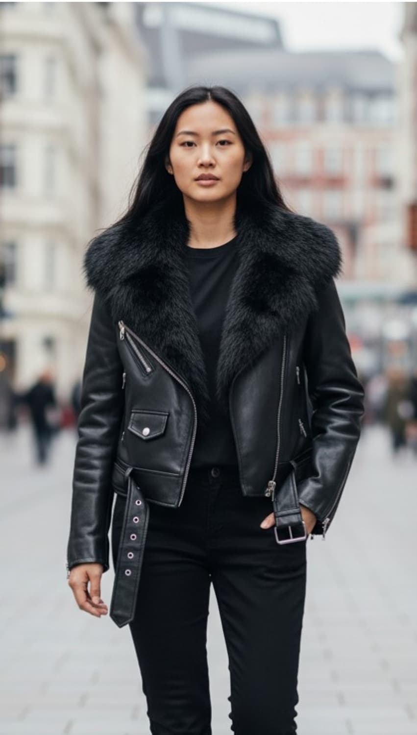 인조퍼카라 가죽 라이더 자켓 (새상품) 상품이미지3