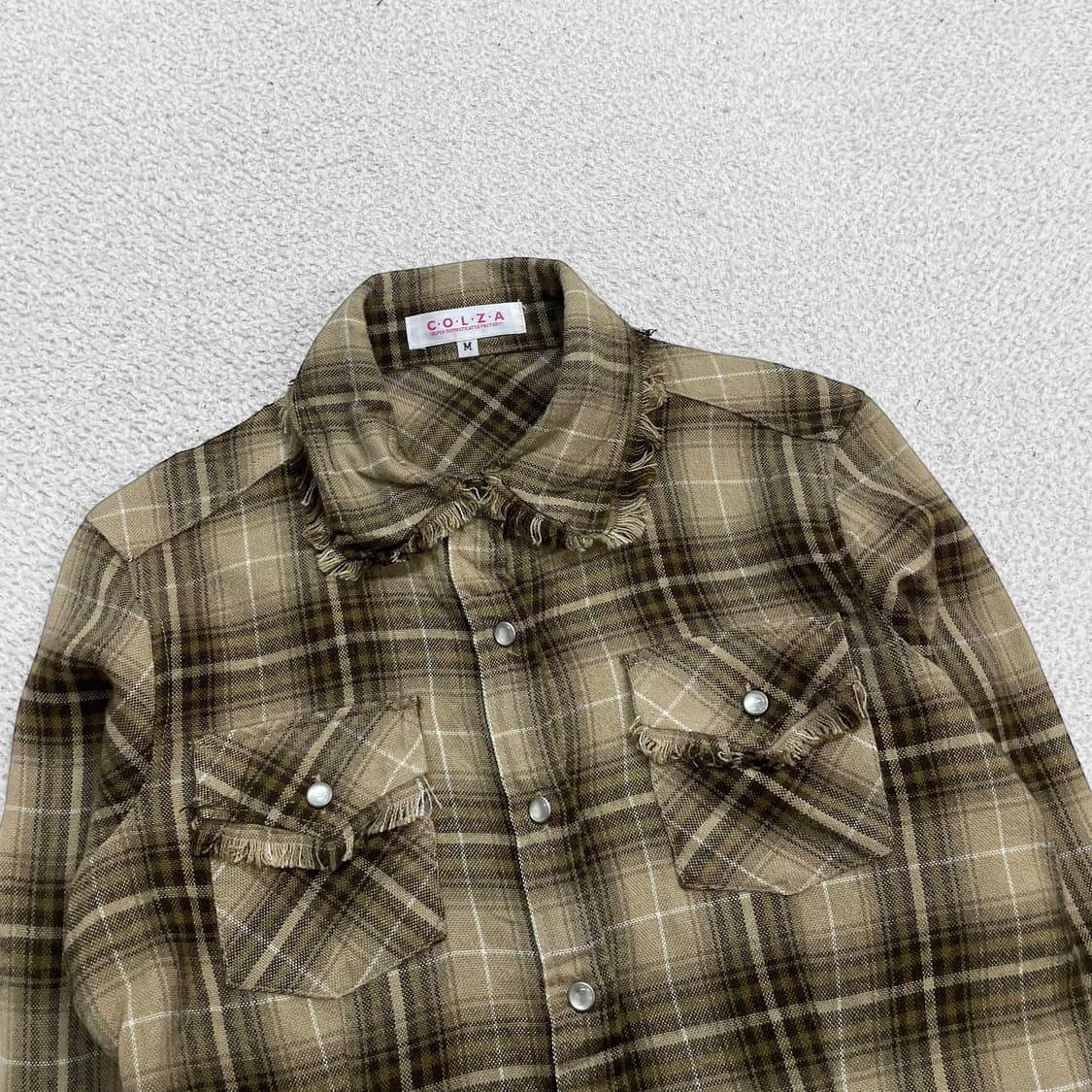 Colza 히피 그런지 플란넬 셔츠 베이지 브라운 상품이미지2