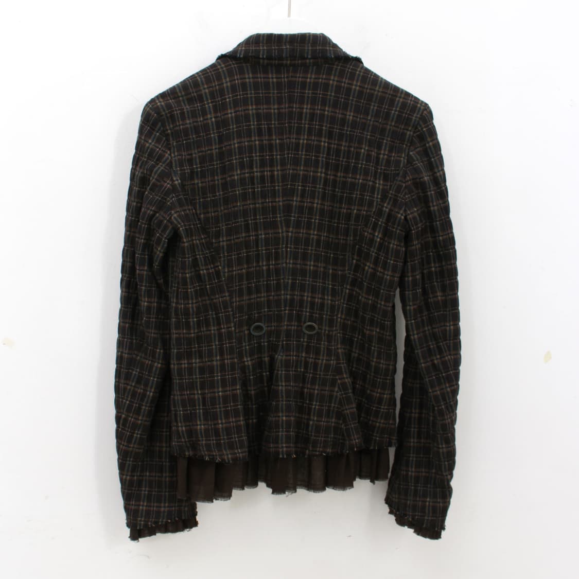 겐조 Kenzo 빈티지 체크 플리츠 프릴 레이어드 울 코튼 자켓 상품이미지7
