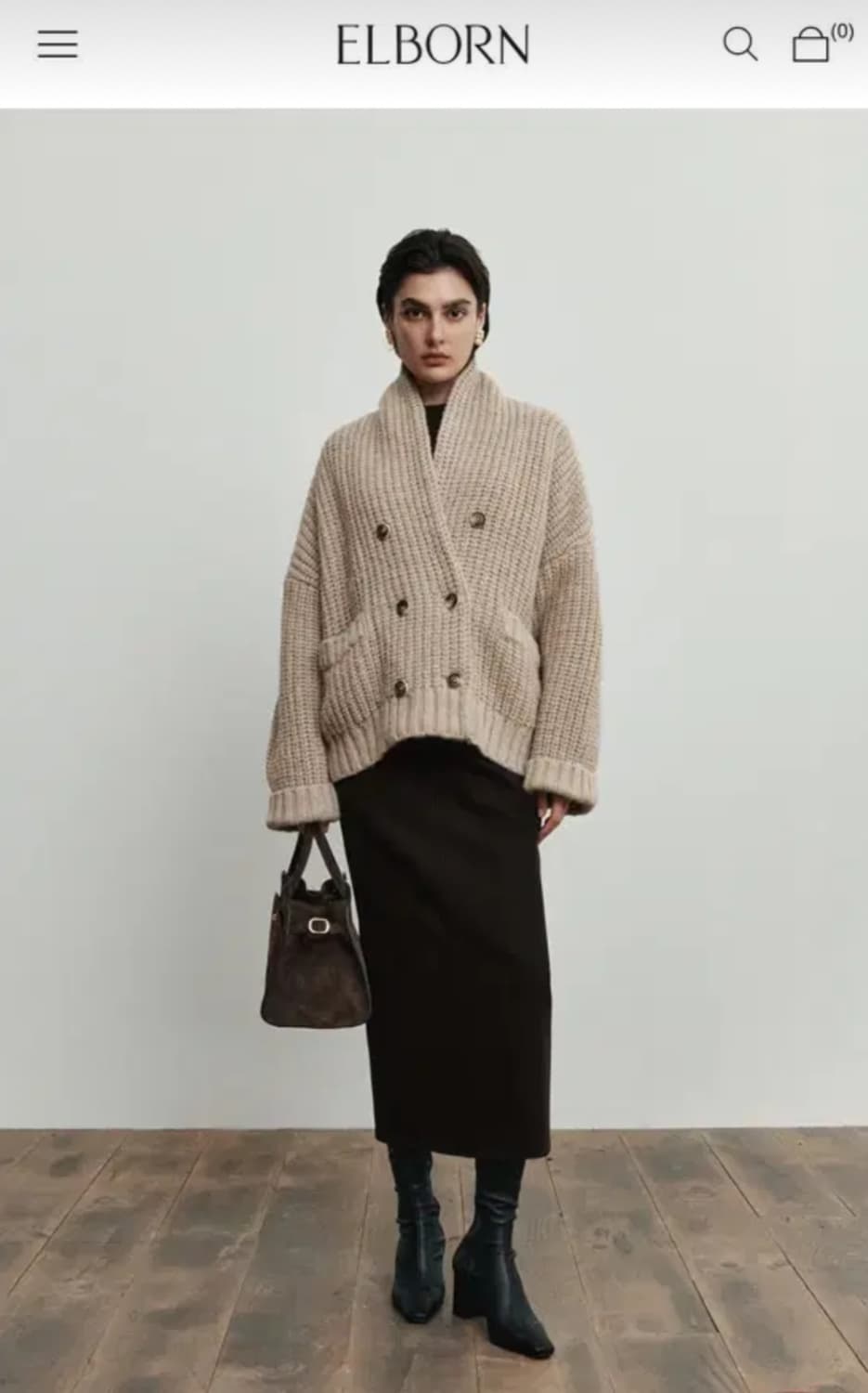 (택포) ELBORN 엘보른 숄카라 니트가디건 free 상품이미지1