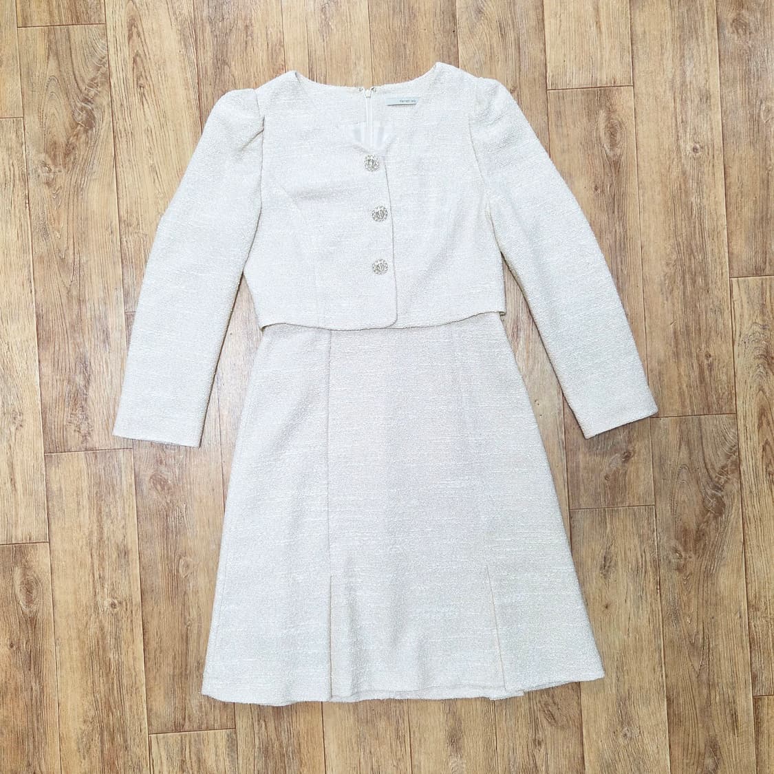 케네스레이디(kenneth lady) V넥 트위드원피스 55 새상품 상품이미지4