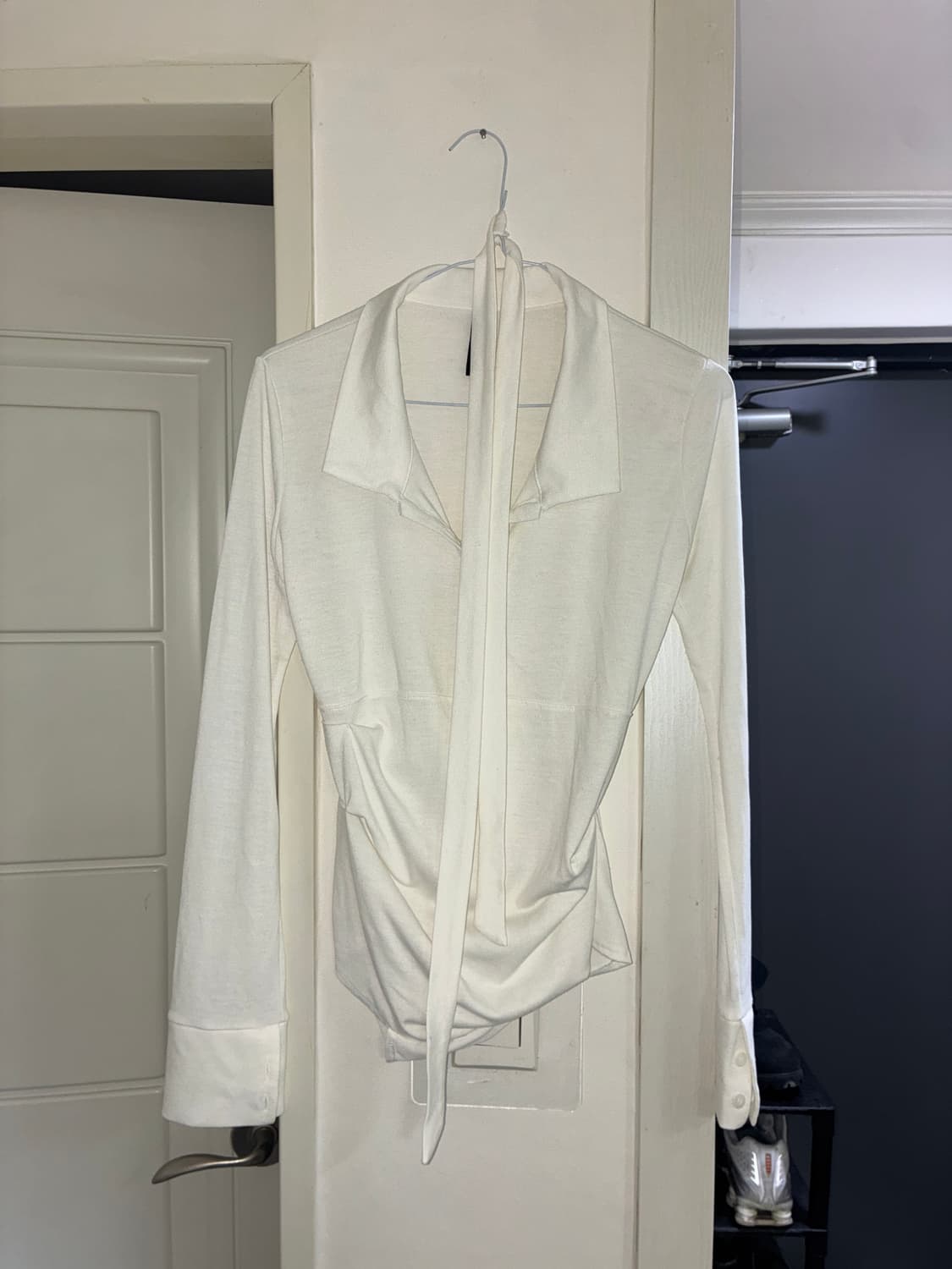 Asymmetrical Draped Shirt white 상품이미지3