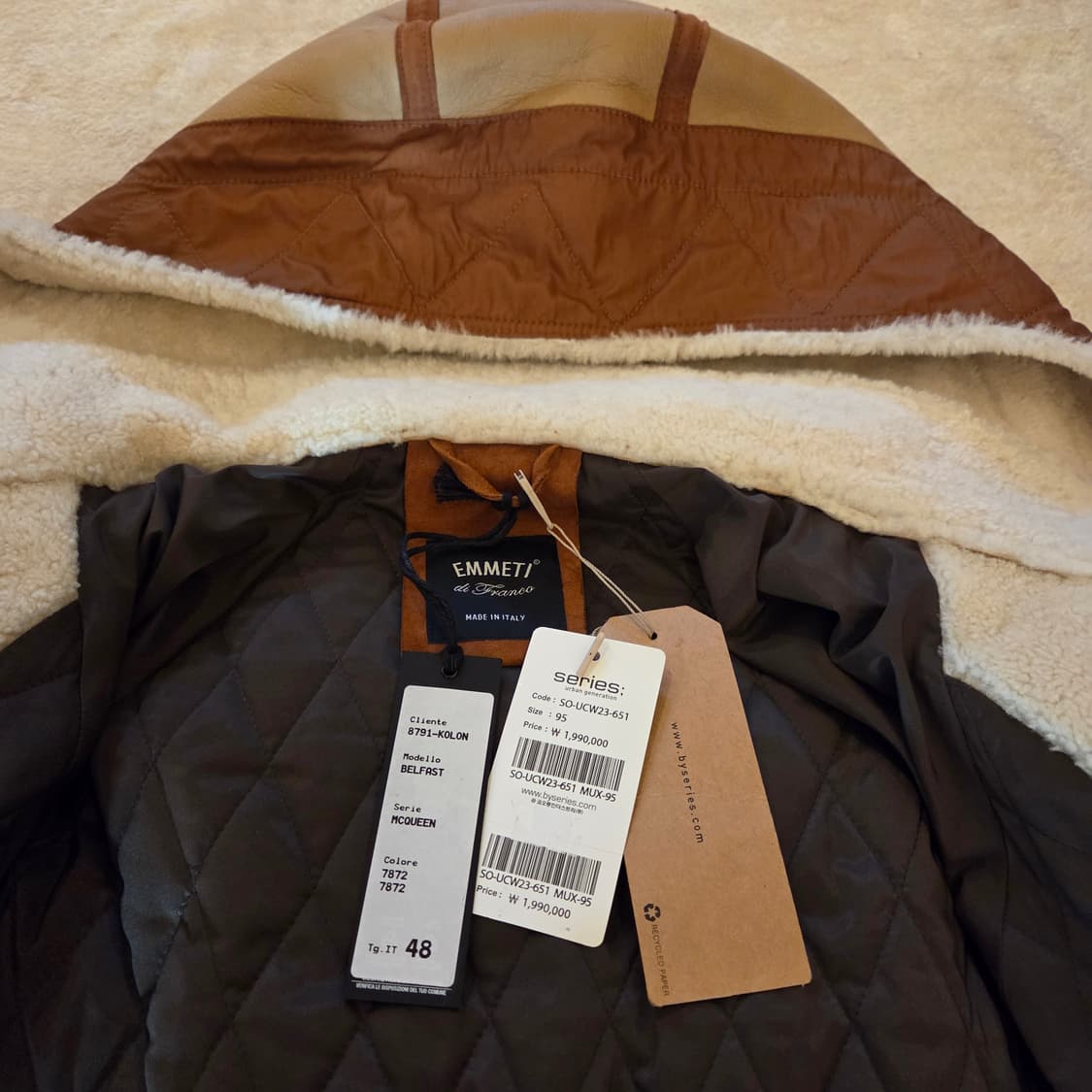 EMMETI 가죽 패딩  브라운 IT48 상품이미지3